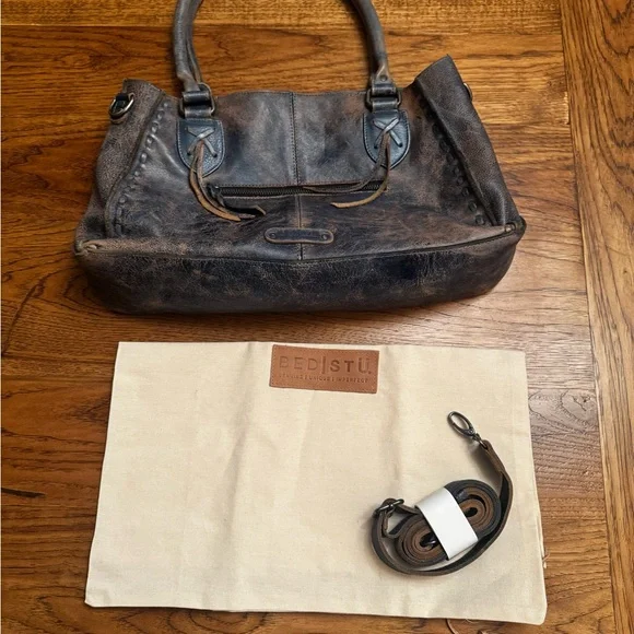 Bed Stu Rockababy satchel- Leather Shoulder Bag - Blue - Picture 3 of 6